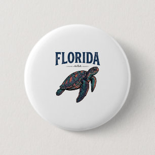 Florida Zeeschildpad Vintage Gravure Grafisch_1 Ronde Button 5,7 Cm