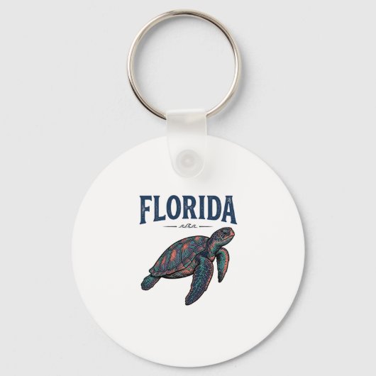 Florida Zeeschildpad Vintage Gravure Grafisch_1 Sleutelhanger (Voorkant)