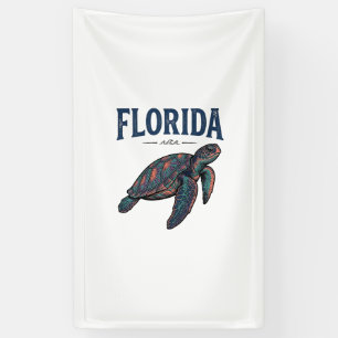 Florida Zeeschildpad Vintage Gravure Grafisch_1 Spandoek