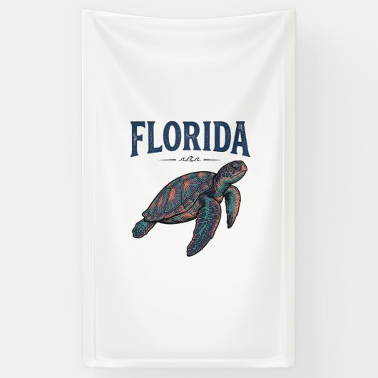 Florida Zeeschildpad Vintage Gravure Grafisch_1 Spandoek (Verticaal)