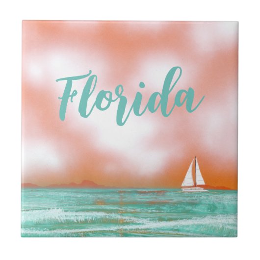 Florida zeilboot tegeltje (Voorkant)