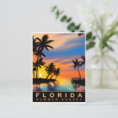 Florida, Zomer Zonsondergang met Palmbomen, Reizen Briefkaart (Staand voorkant)