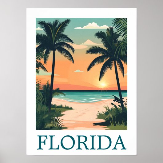 Florida Zonneschijn Staat – Tropisch Strandparadij Poster (Voorkant)