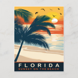 Florida, Zonsondergang op het strand, Reizen Briefkaart