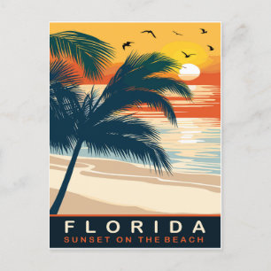 Florida, Zonsondergang op het strand, Reizen Briefkaart