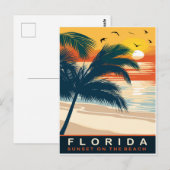 Florida, Zonsondergang op het strand, Reizen Briefkaart (Voorkant / Achterkant)