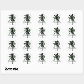 Florida, zwarte palmboom ronde sticker (Vel)