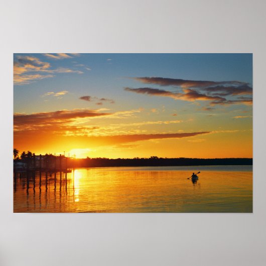 Floridaanse kanoër bij zonsondergang poster (Voorkant)