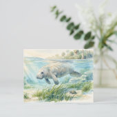 Floridamanatee waterverf briefkaart (Staand voorkant)
