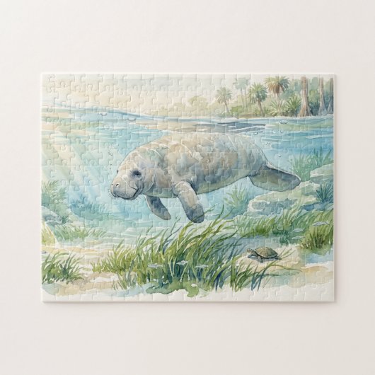 Floridamanatee waterverf legpuzzel (Horizontaal)