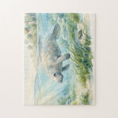Floridamanatee waterverf legpuzzel (Verticaal)