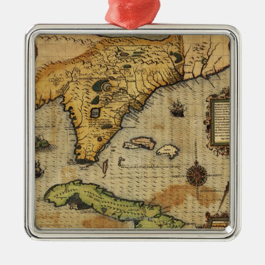 FloridaPanoramic MapFlorida Metalen Ornament (Voorkant)