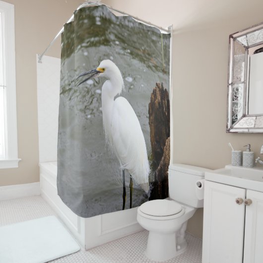 Florida's Singing Egret Douchegordijn (In situ)