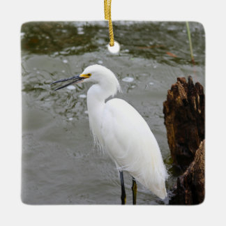 Florida's Singing Egret Keramisch Ornament