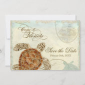 Floridaschildpad Moderne Kust Oceaan Strand Save The Date (Achterkant)