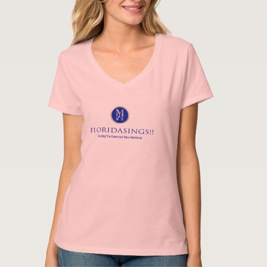 floridasings roze v-nek shirt (Voorkant)