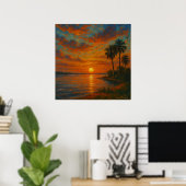 Floridiaans Landschap bij Zonsondergang Poster (Thuiskantoor)