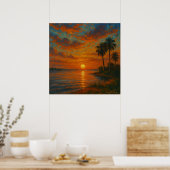 Floridiaans Landschap bij Zonsondergang Poster (Keuken)