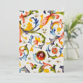 FLORIJN RENAISSANCE FLORALE KRULLEN EDELSTEEN MONO FEESTDAGENKAART (Staand voorkant)
