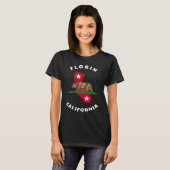 Florin California CA Flag and Bear Badge Souvenir T-shirt (Voorkant volledig)