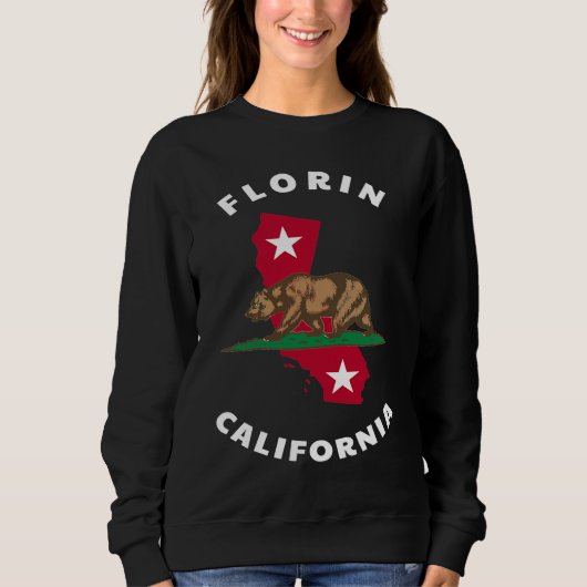 Florin California CA Flag and Bear Badge Souvenir Trui (Voorkant)