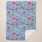 Floriografie in Blue Sherpa Blanket Sherpa Deken (Voorkant)