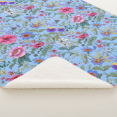 Floriografie in Blue Sherpa Blanket Sherpa Deken (3/4)