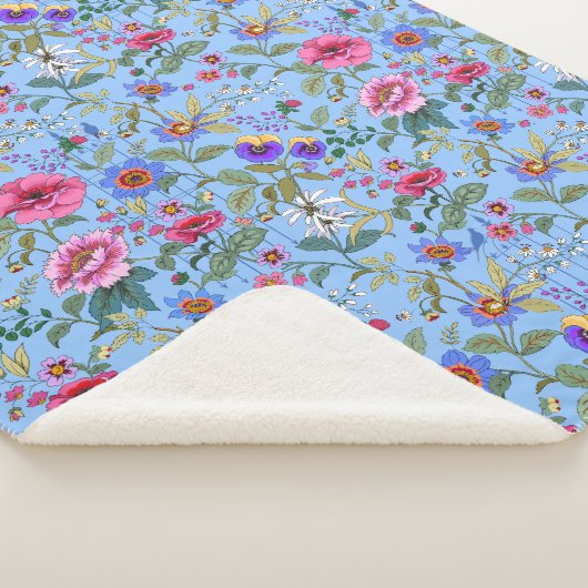 Floriografie in Blue Sherpa Blanket Sherpa Deken (3/4)