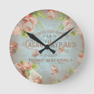 florische historische franse blauwe rozen ronde klok