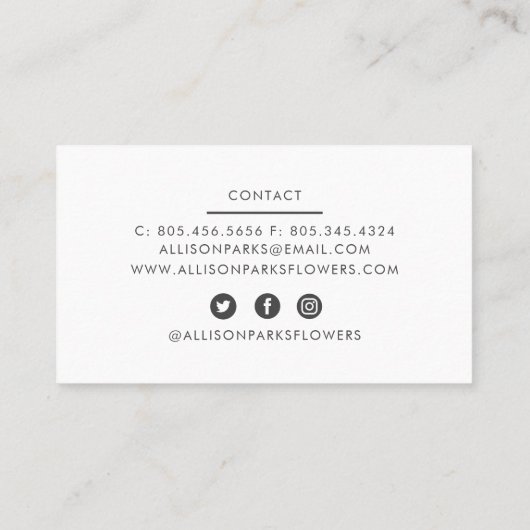 Florist/ander Visitekaartje (Achterkant)