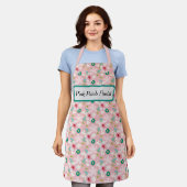 Florist Apron Pink met bloemen Schort (Gedragen)
