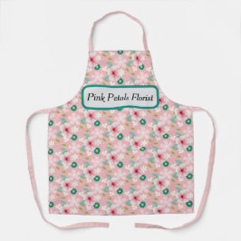 Florist Apron Pink met bloemen Schort