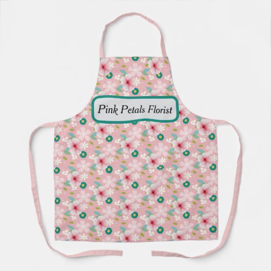 Florist Apron Pink met bloemen Schort (Voorkant)