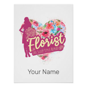 Florist bloemen met tuinontwerp voor het hart perfect poster