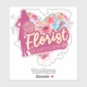 Florist bloemen met  tuinontwerp voor het hart sticker (Vel)