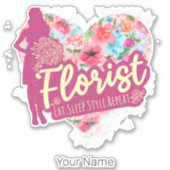 Florist bloemen met  tuinontwerp voor het hart sticker (Voorkant)