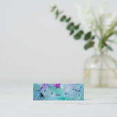 Florist - Blue Floral Yellow Rose Mini Visitekaartje (Staand voorkant)