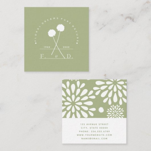 Florist Business Minimalist Vierkante Visitekaartje (Voorkant / Achterkant)