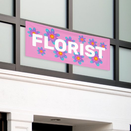 FLORIST Colorful Flowers Pink Banner (Buitenkant Gebouw)
