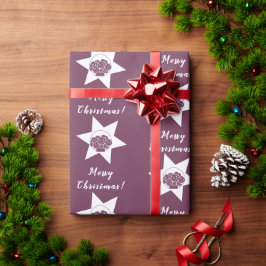 Florist Custom Logo Merry KerstWhite en Paars Cadeaupapier