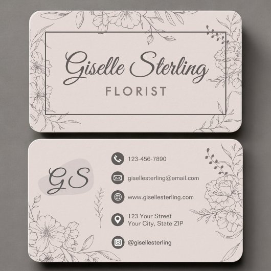 Florist Floral Blush Pink Floral Visitekaartje