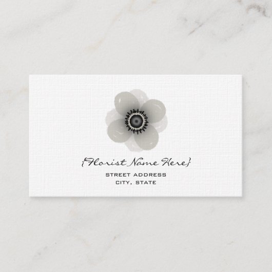 Florist/Floral Designer Visitekaartje - Anemone (Voorkant)