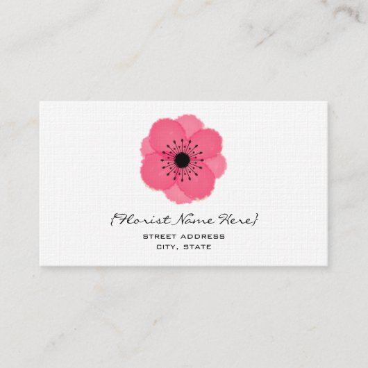 Florist/Floral Designer Visitekaartje - Anemone (Voorkant)