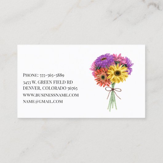 Florist Flower Floral Daisy Sunflower Visitekaartje (Achterkant)