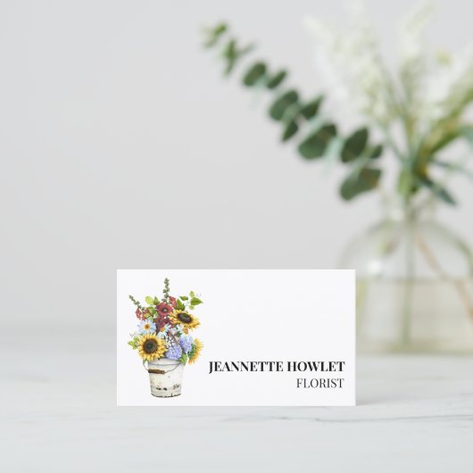 Florist Flower Floral Daisy Sunflower Visitekaartje (Staand voorkant)