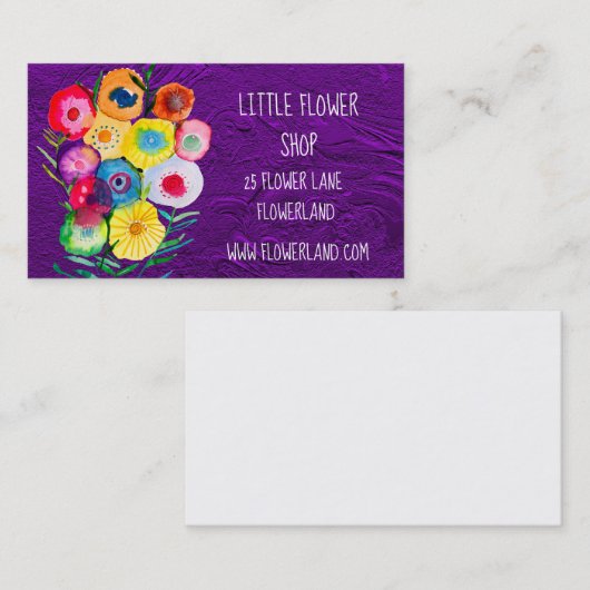 Florist Flower Shop modern, eenvoudig bedrijf Visitekaartje (Voorkant / Achterkant)
