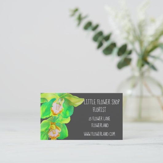 Florist Flower Shop modern orchidee art business Visitekaartje (Staand voorkant)
