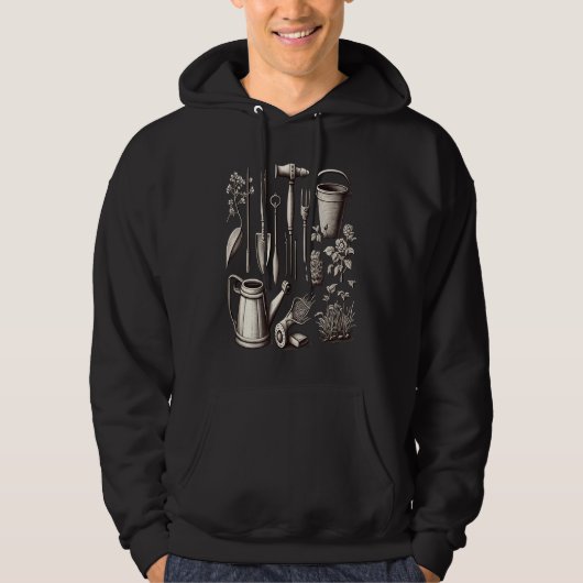 Florist Gardener Dad Grayscale Gardening Tools 2 Hoodie (Voorkant)