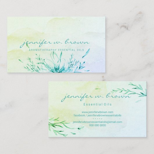 Florist Green Essential Leaf Botanical Visitekaartje (Voorkant / Achterkant)