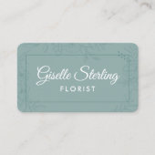 Florist Green Teal Floral Visitekaartje (Voorkant)